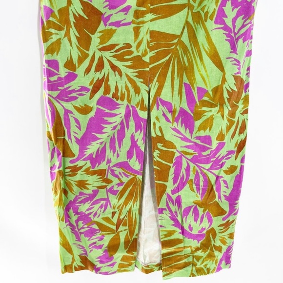 Zara NWT Tropical PRINTED LINEN BLEND MAXI Skirt Size S - Picture 2 of 5